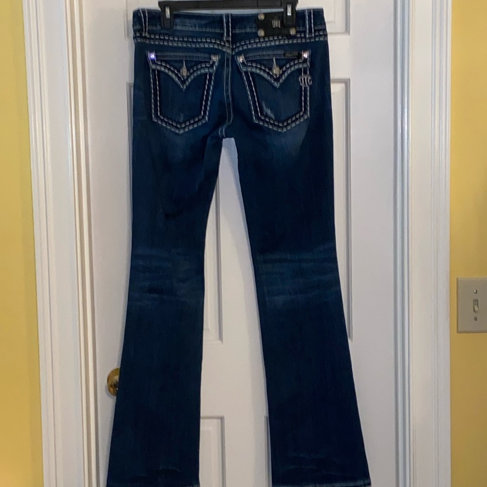 Miss Me Skinny Thick Stitch Bootcut Destructed Jeans